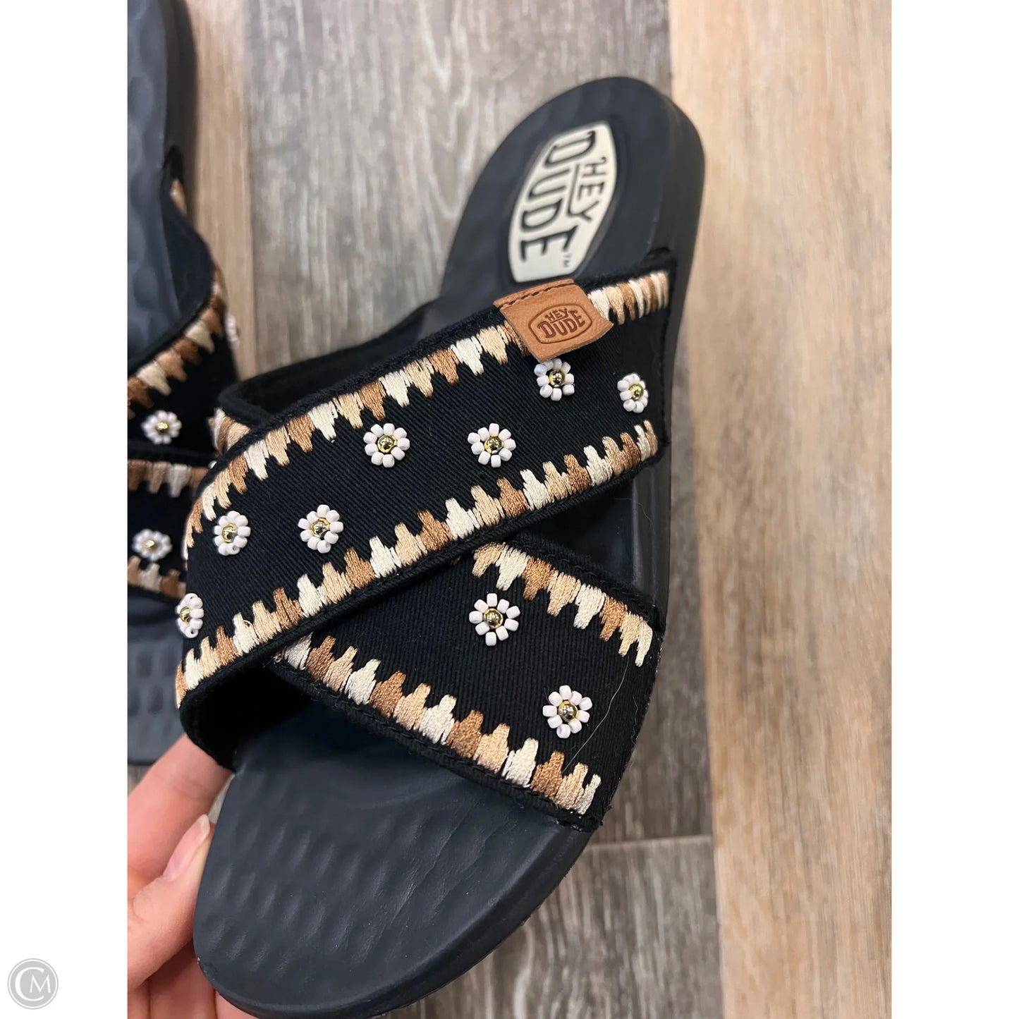 Sandals Flats By Hey Dude In Black, Size: 9