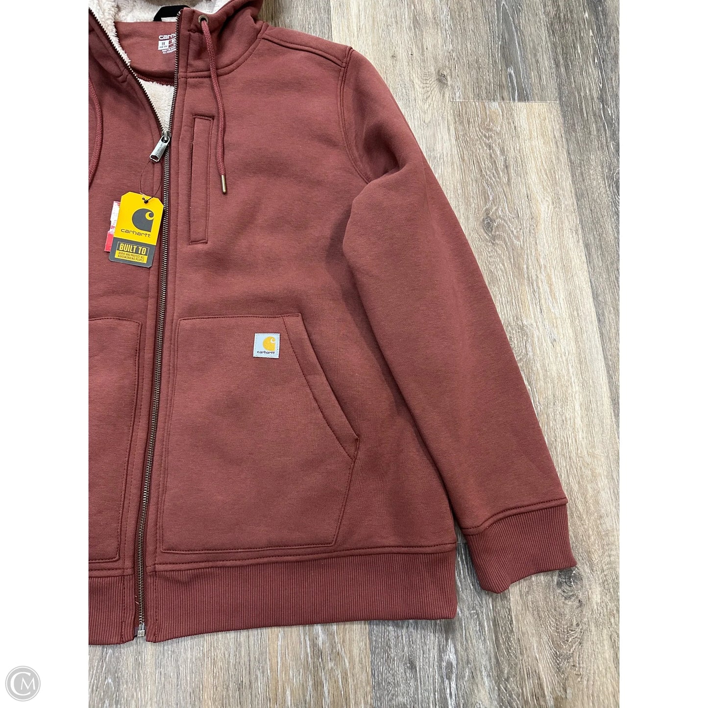 Sweatshirt Hoodie By Carhartt In Maroon, Size: 1x
