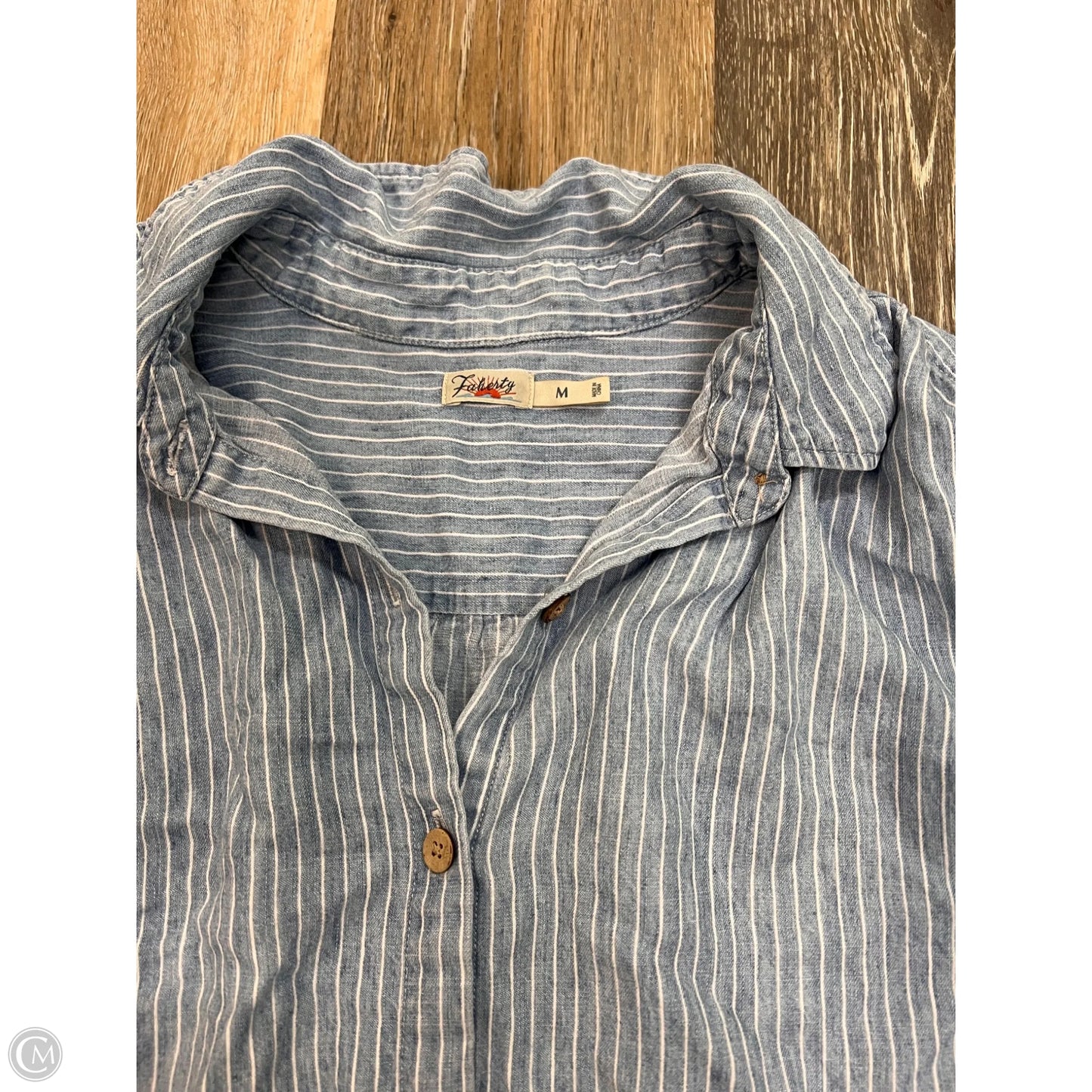 Blouse Short Sleeve By Faherty In Striped Pattern, Size: M