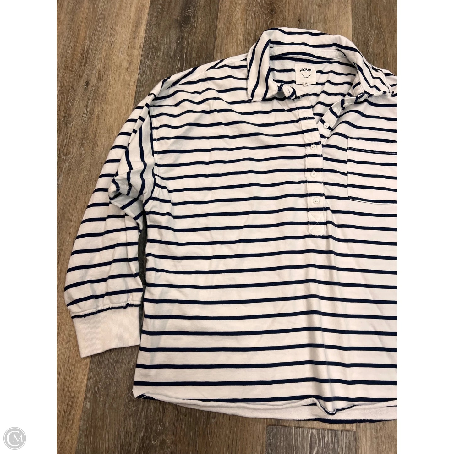 Top Long Sleeve By Aerie In Striped Pattern, Size: Xl