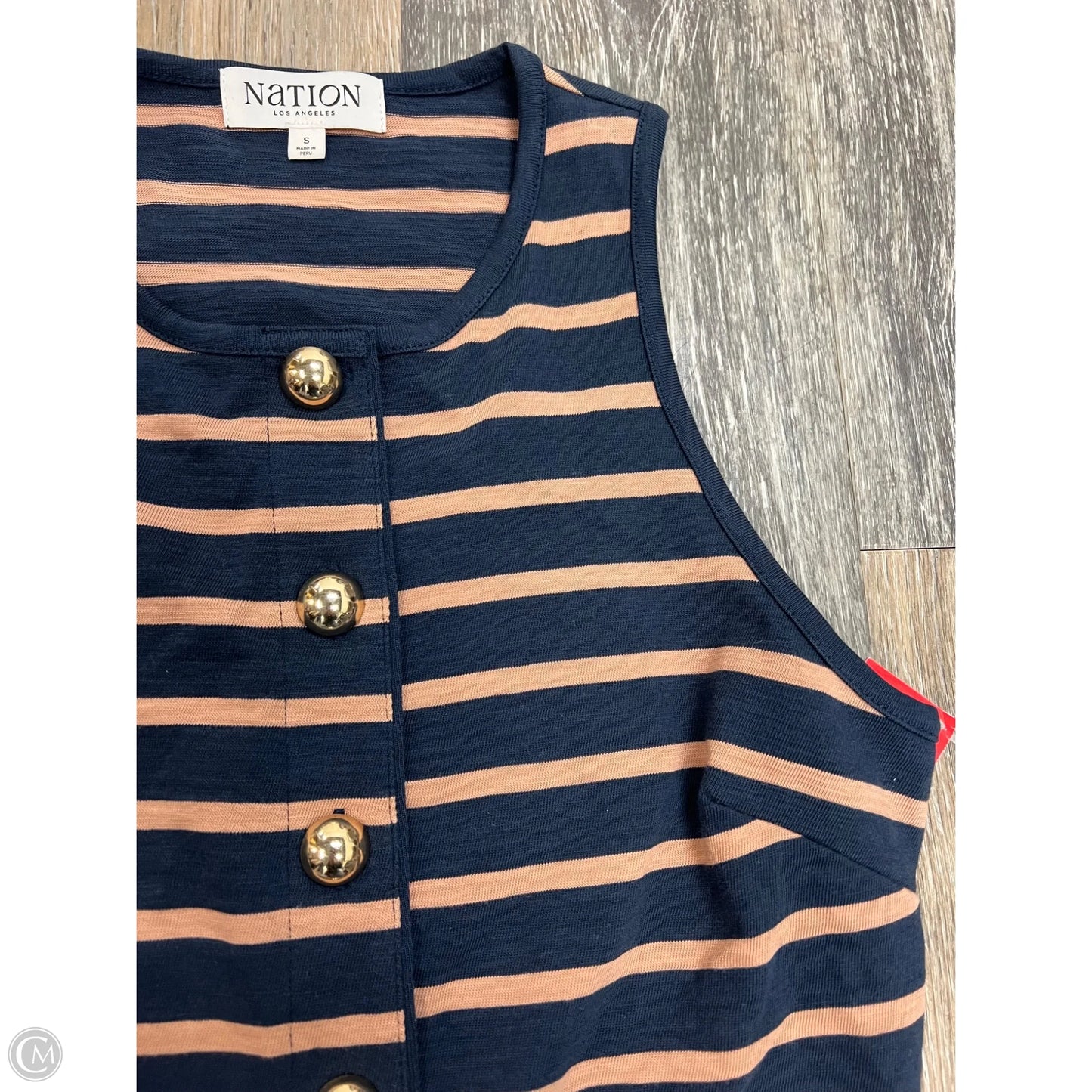 Top Sleeveless By Nation In Striped Pattern, Size: S