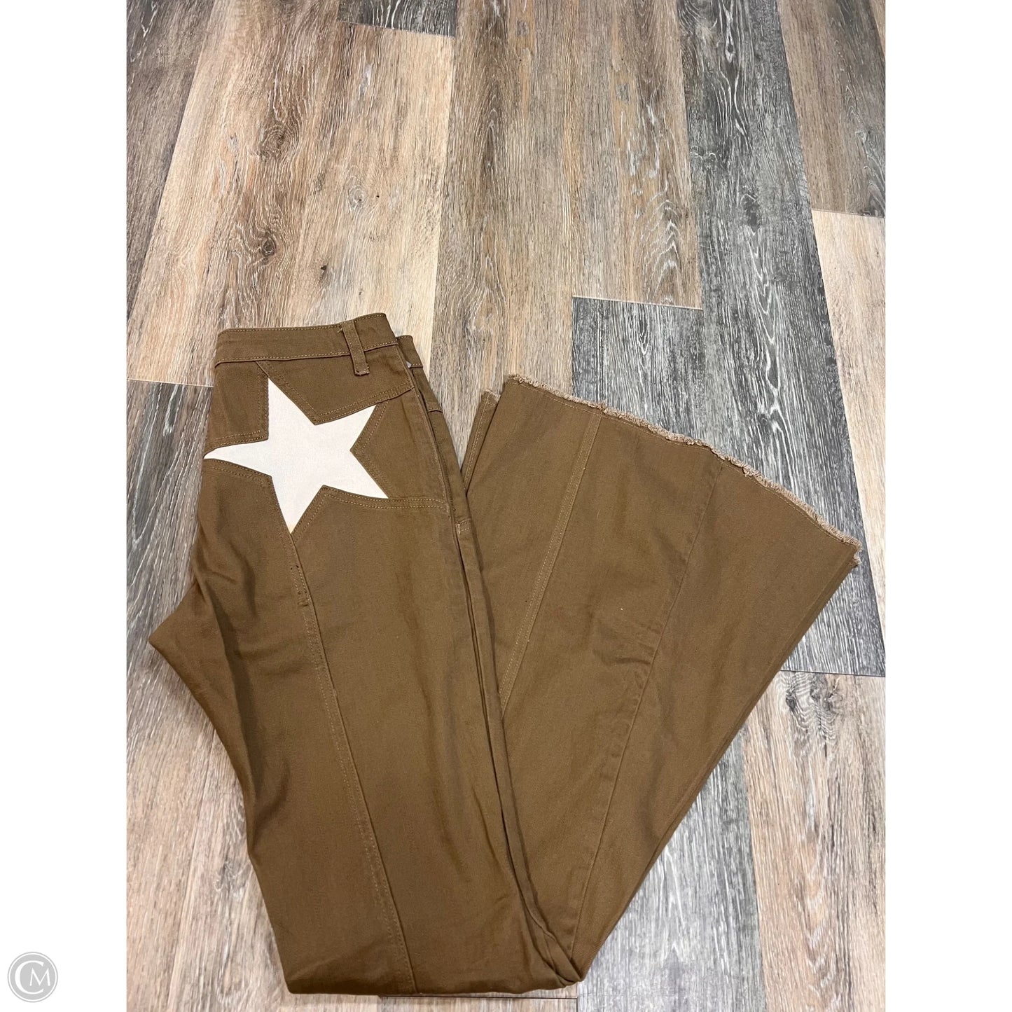 Jeans Flared By Saints and Hearts In Brown Denim, Size: L