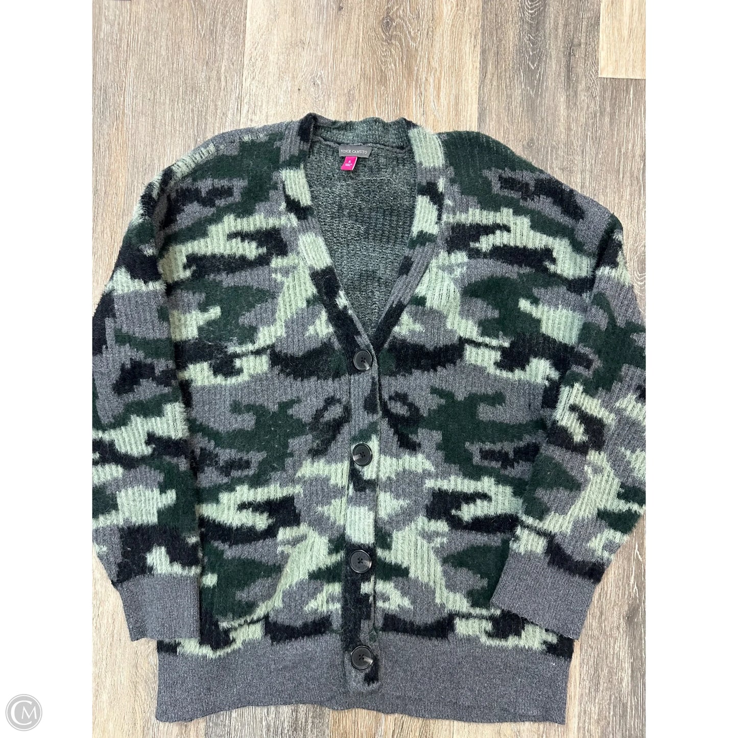Sweater Cardigan By Vince Camuto In Camouflage Print, Size: Xl