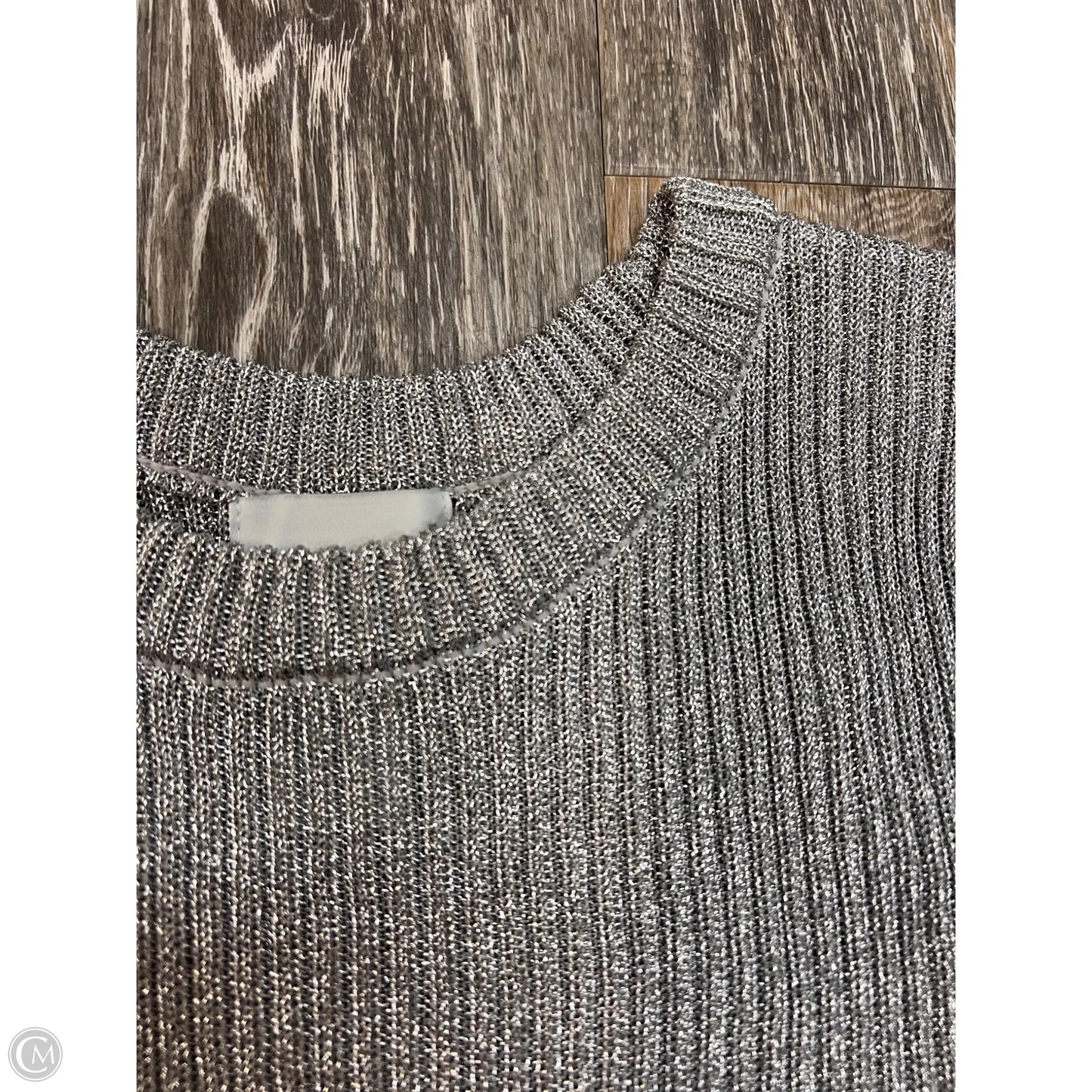 -Sweater Short Sleeve By H&m In Silver, Size: S