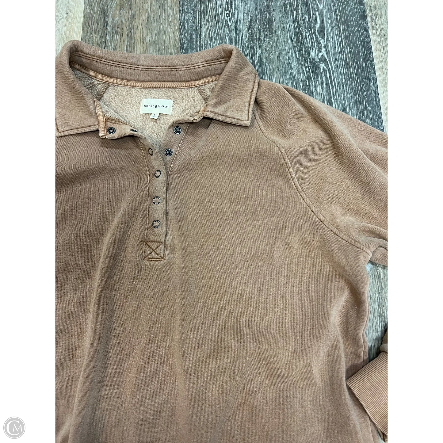 Top Long Sleeve By Thread And Supply In Tan, Size: L