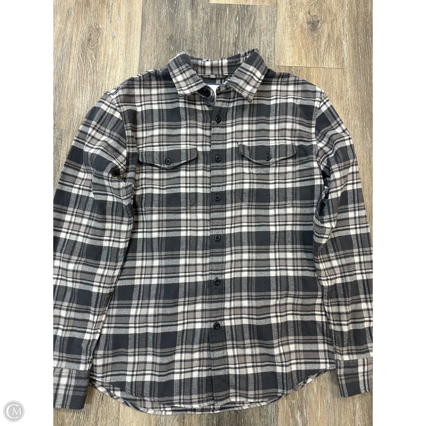 Blouse Long Sleeve By American Eagle In Plaid Pattern, Size: M