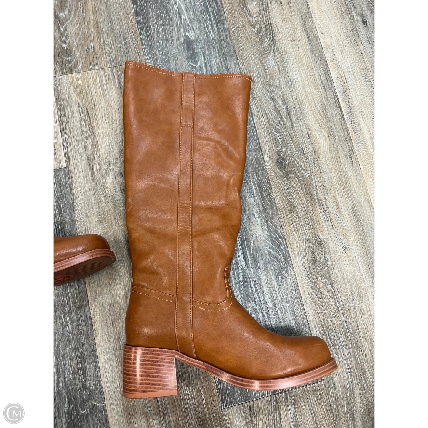 Boots Knee Heels By Clothes Mentor In Tan, Size: 9
