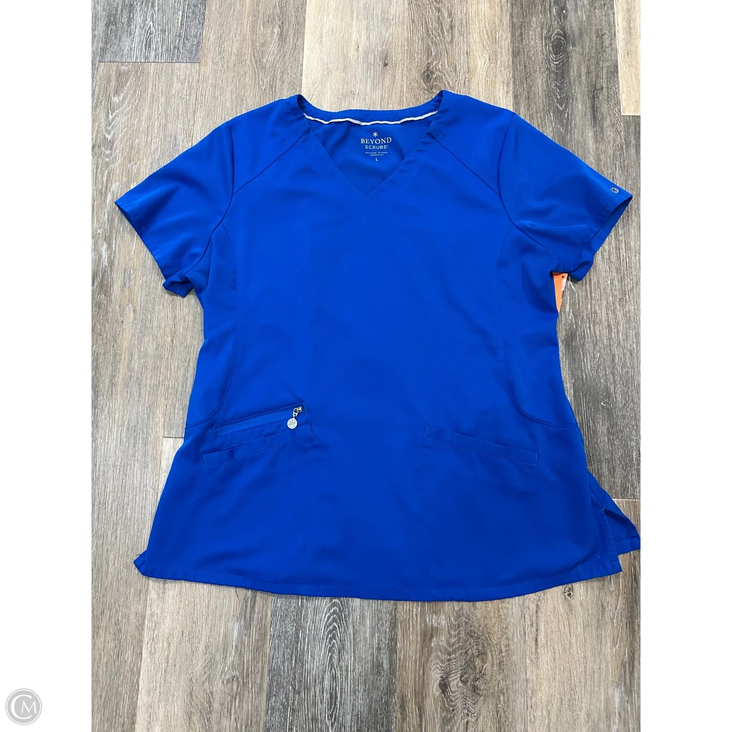 Scrub Top Short Sleeve By Beyond Scrubs In Blue, Size: L