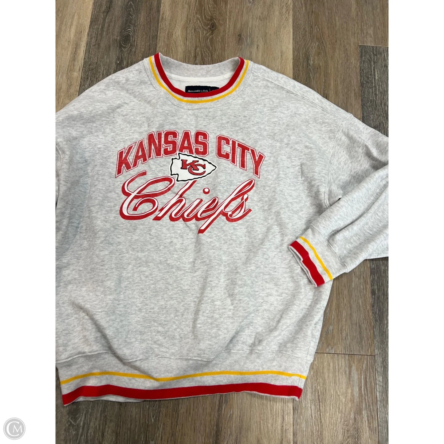 Athletic Sweatshirt Crewneck By Abercrombie And Fitch In Grey, Size: S