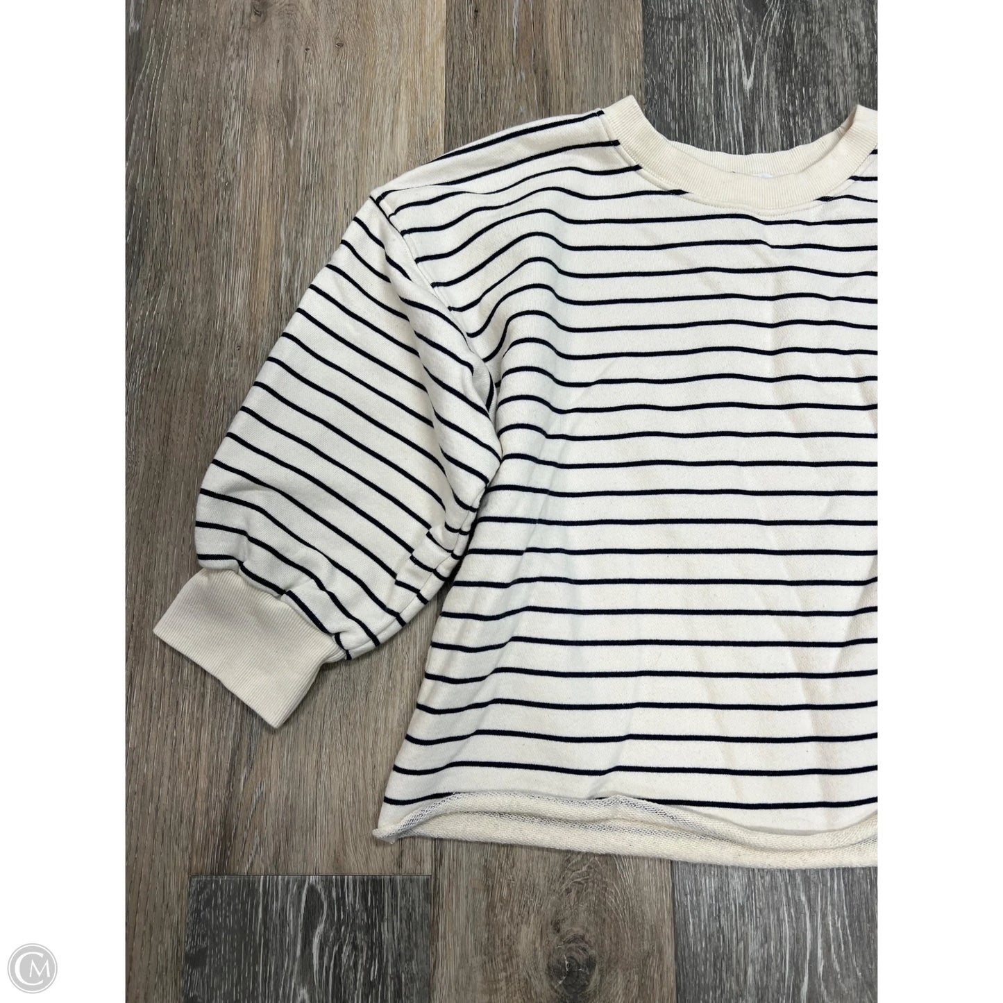 Sweatshirt Crewneck By Perfect White Tee In Striped Pattern, Size: Xs