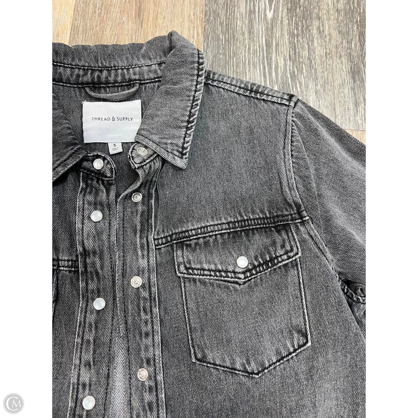 Jacket Shirt By Thread And Supply In Grey Denim, Size: S