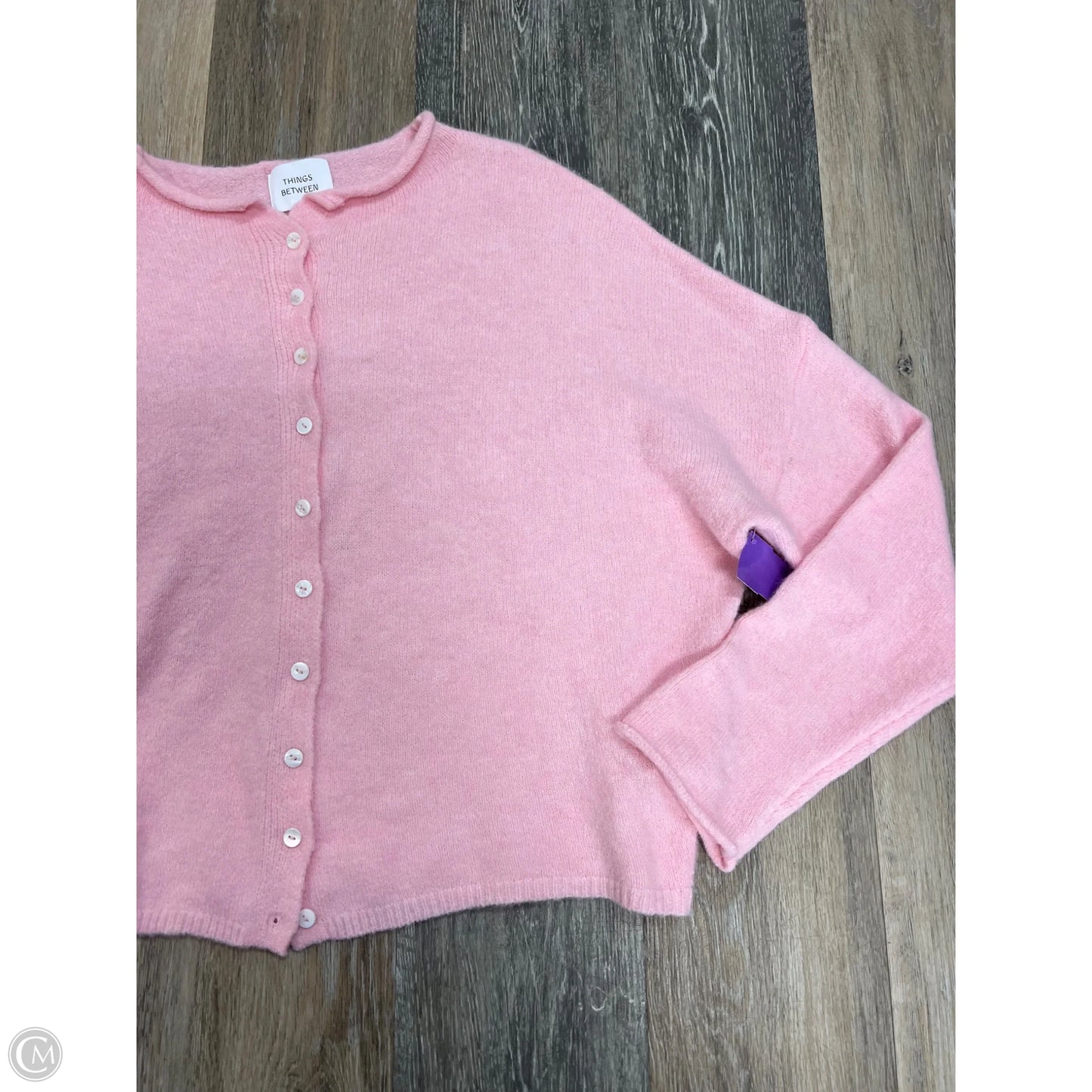 Sweater Cardigan By Things Between In Pink, Size: S