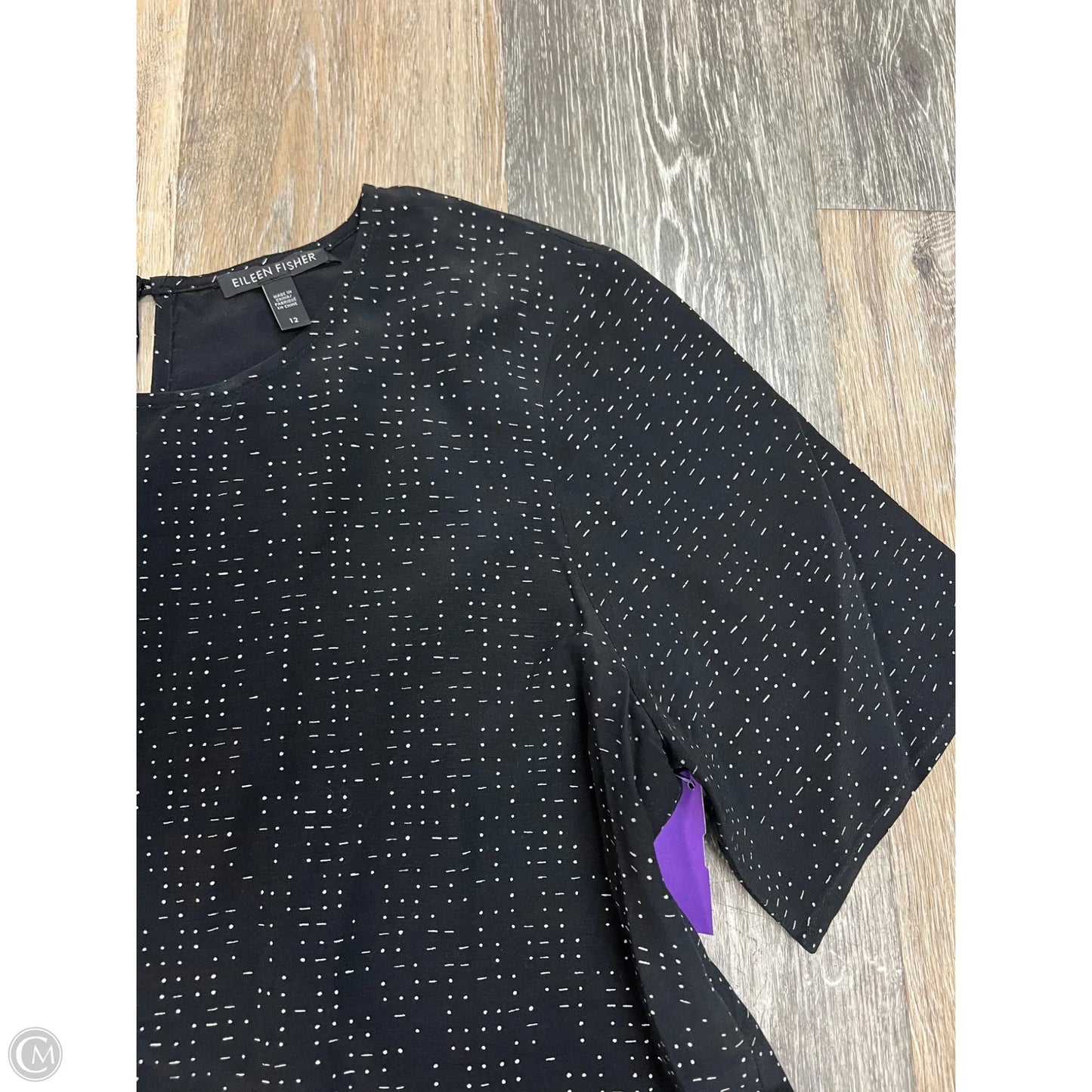 Blouse Short Sleeve By Eileen Fisher In Black, Size: 12