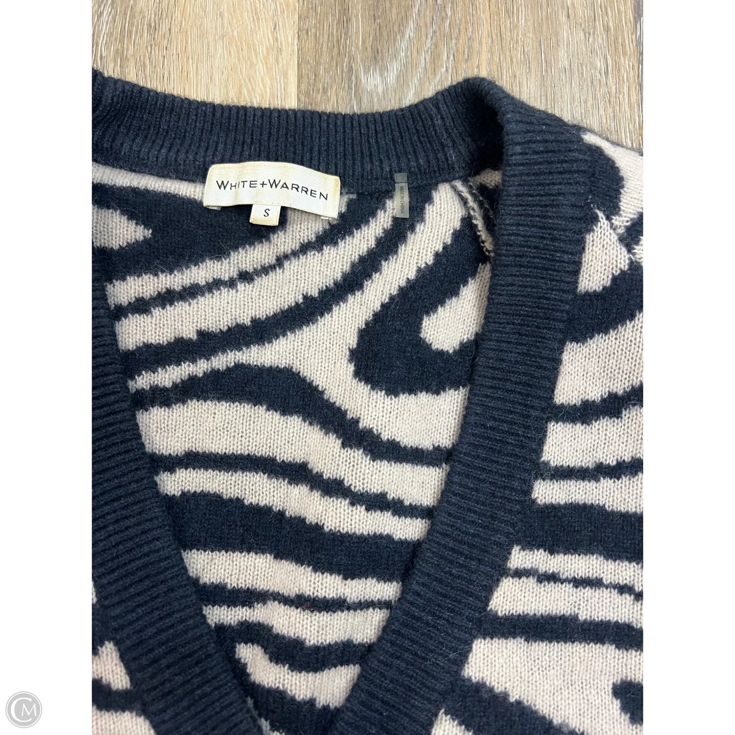 Sweater Cashmere By White And Warren In Blue & White, Size: S