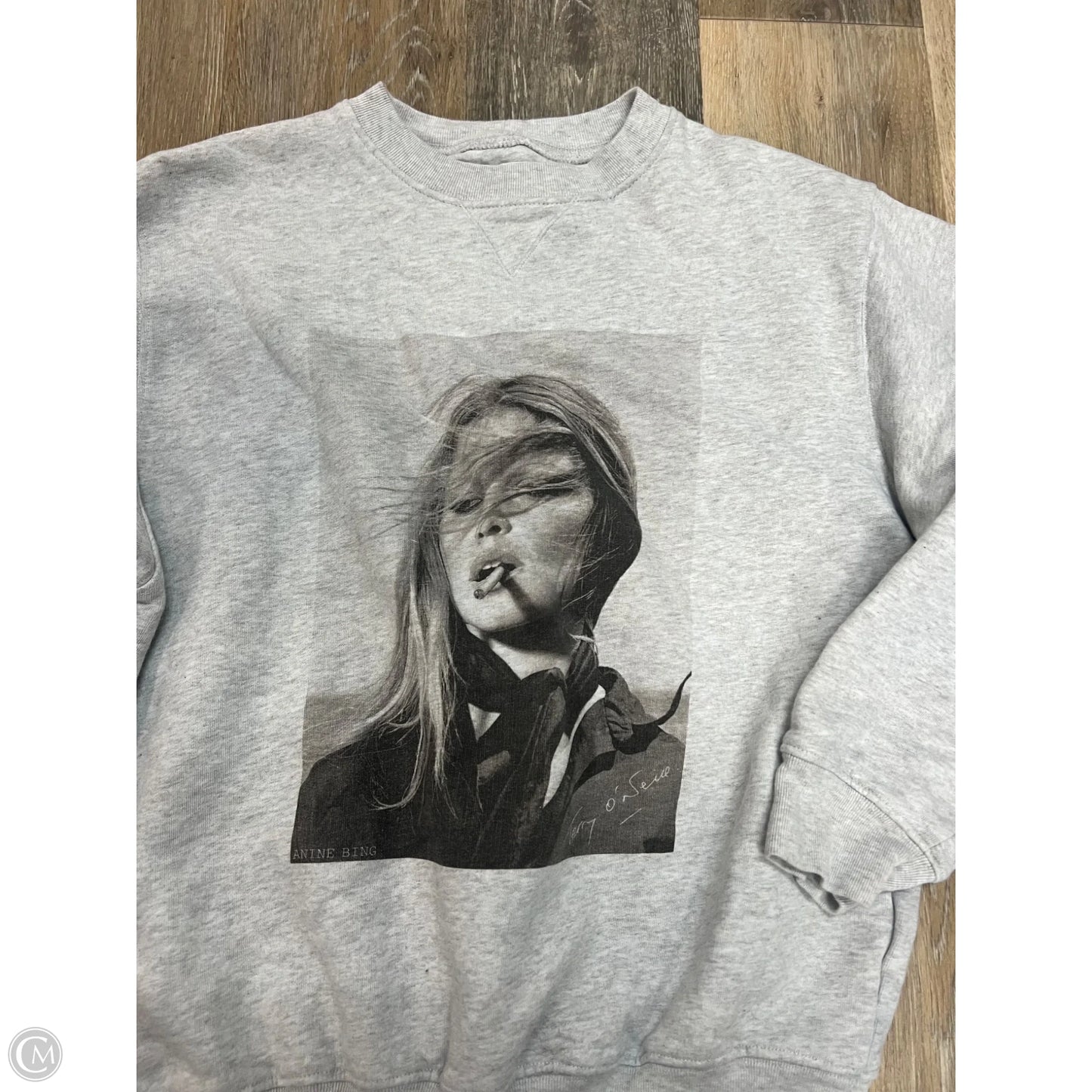 Sweatshirt Crewneck Designer By Anine Bing In Grey, Size: Xs