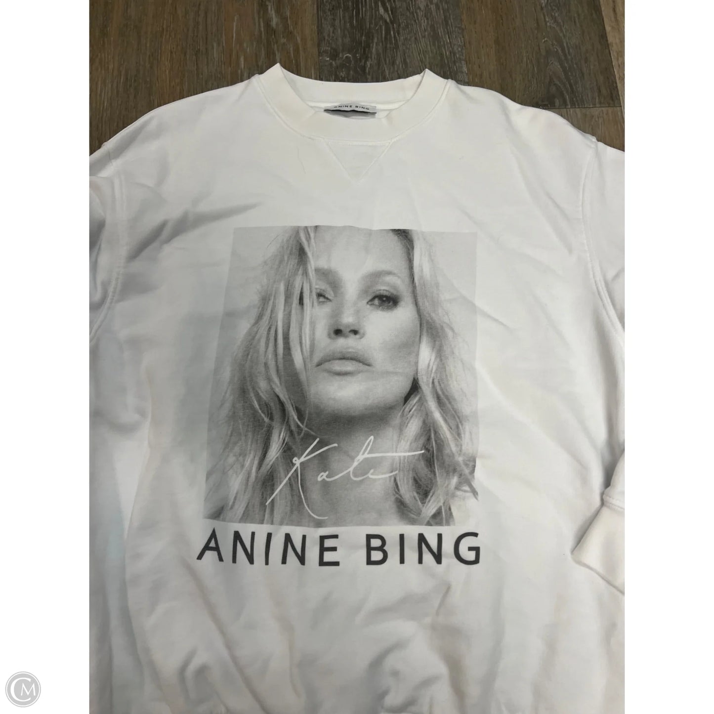 Sweatshirt Crewneck Designer By Anine Bing In White, Size: S