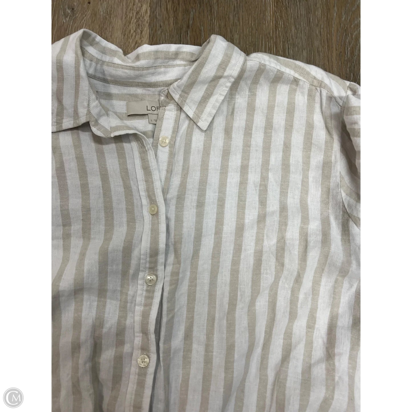 Blouse Long Sleeve By Loft In Striped Pattern, Size: L
