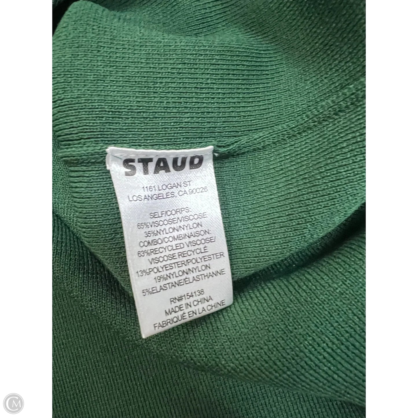 Dress Designer By Staud In Green & White, Size: S