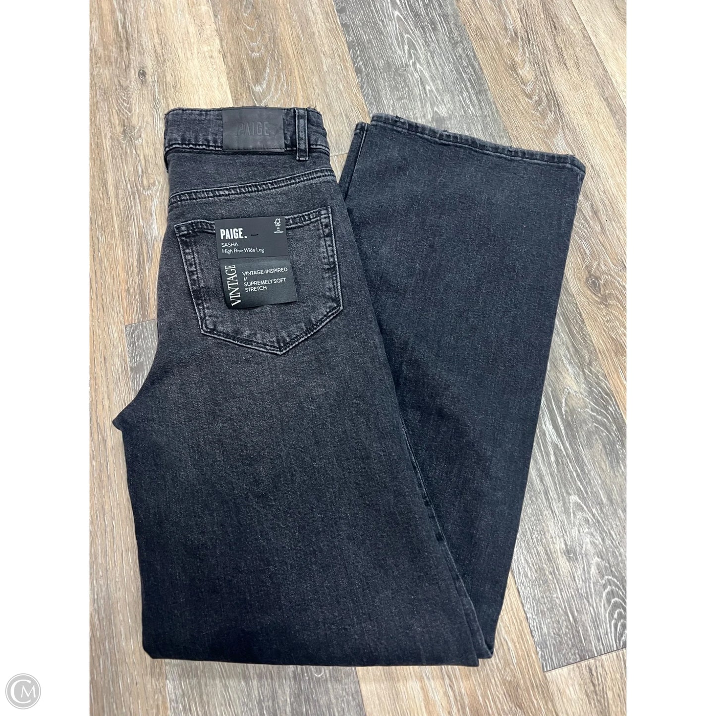 Jeans Wide Leg By Paige In Black Denim, Size: 2/26