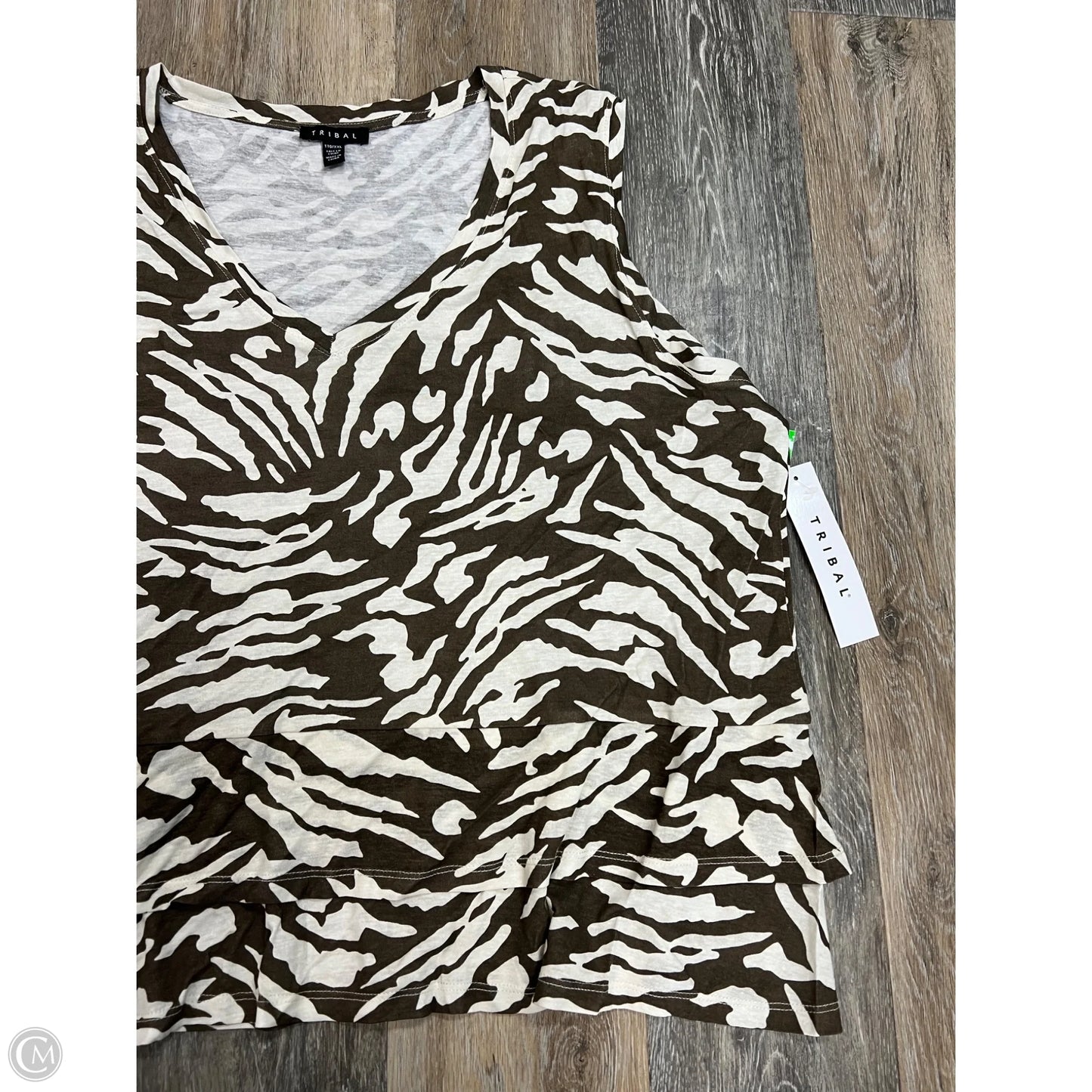Top Sleeveless By Tribal In Zebra Print, Size: Xxl
