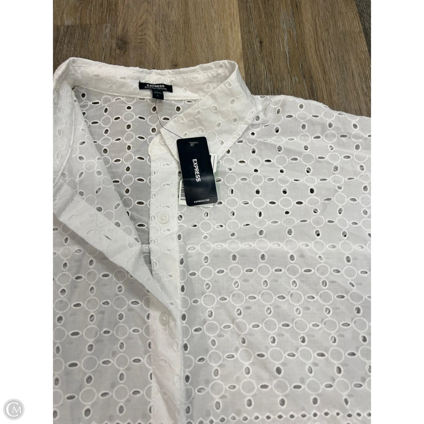 -Blouse Long Sleeve By Express In White, Size: L