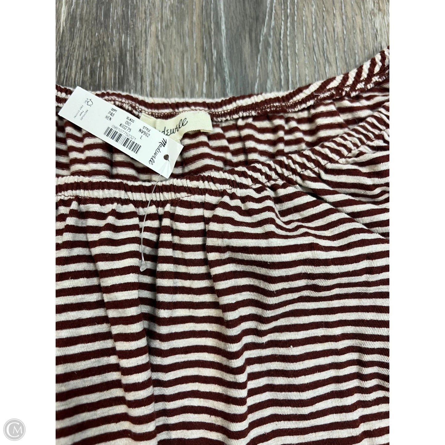 Top Short Sleeve By Madewell In Striped Pattern, Size: L