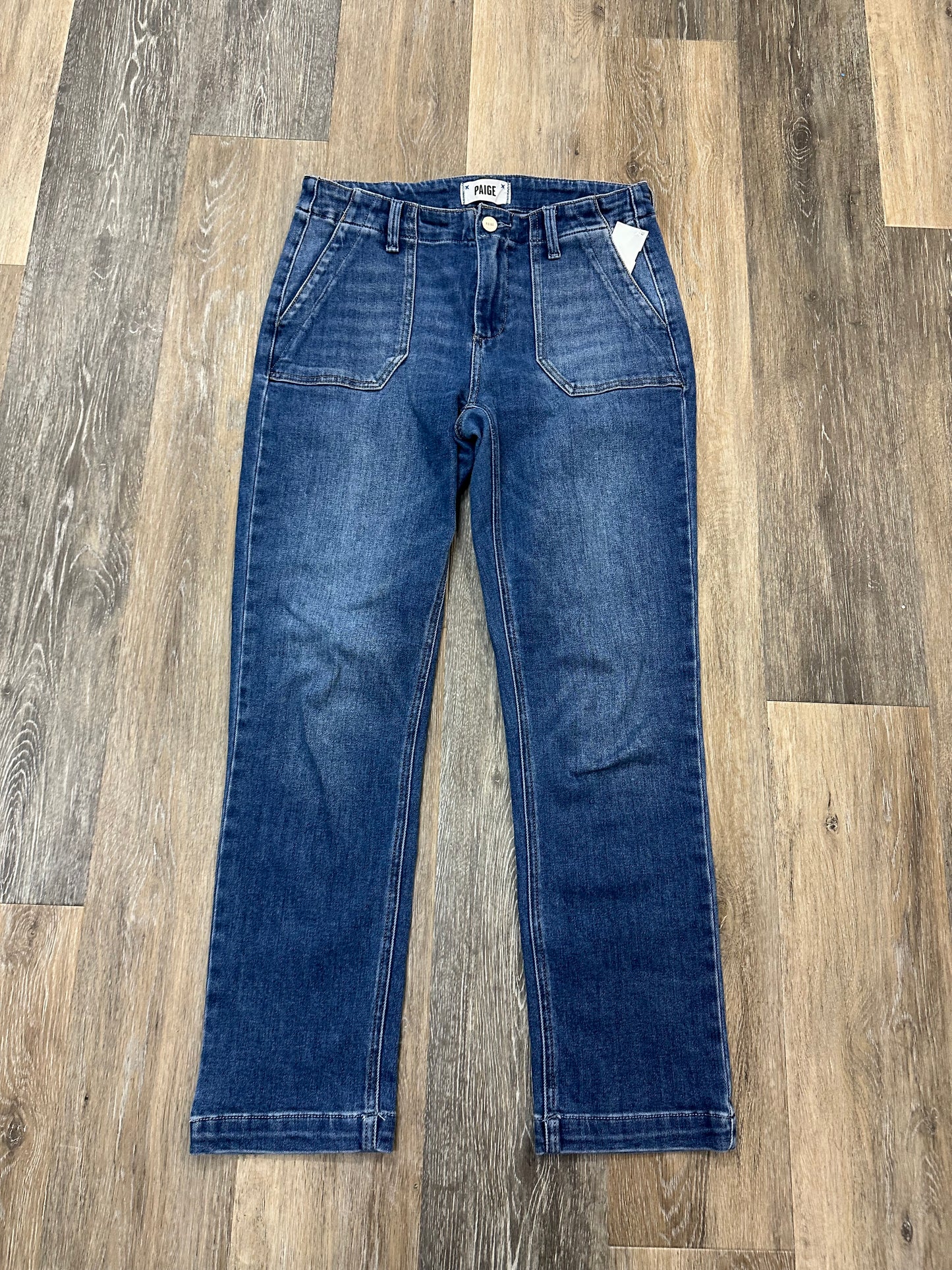 Jeans Straight By Paige In Blue Denim, Size: 4