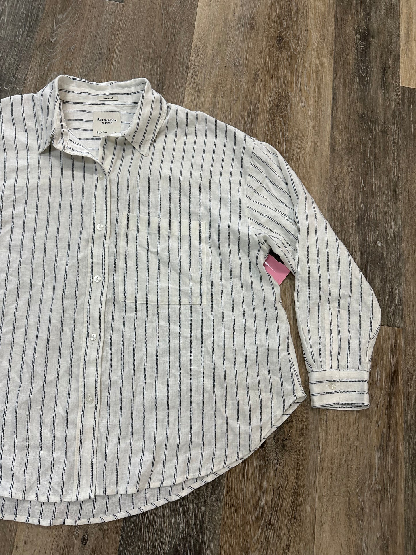 Blouse Long Sleeve By Abercrombie And Fitch In Striped Pattern, Size: L