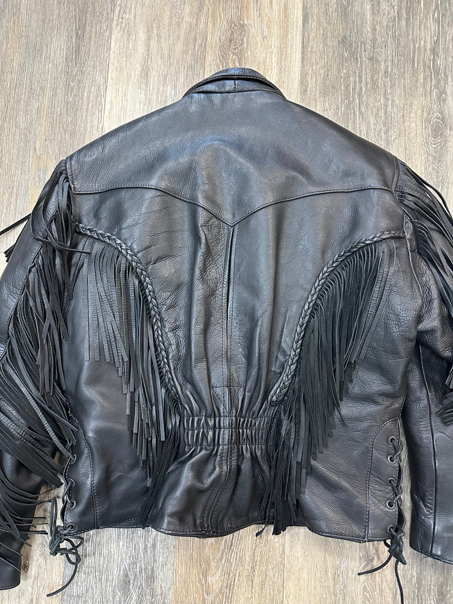 Jacket Leather By Unik In Black, Size: L