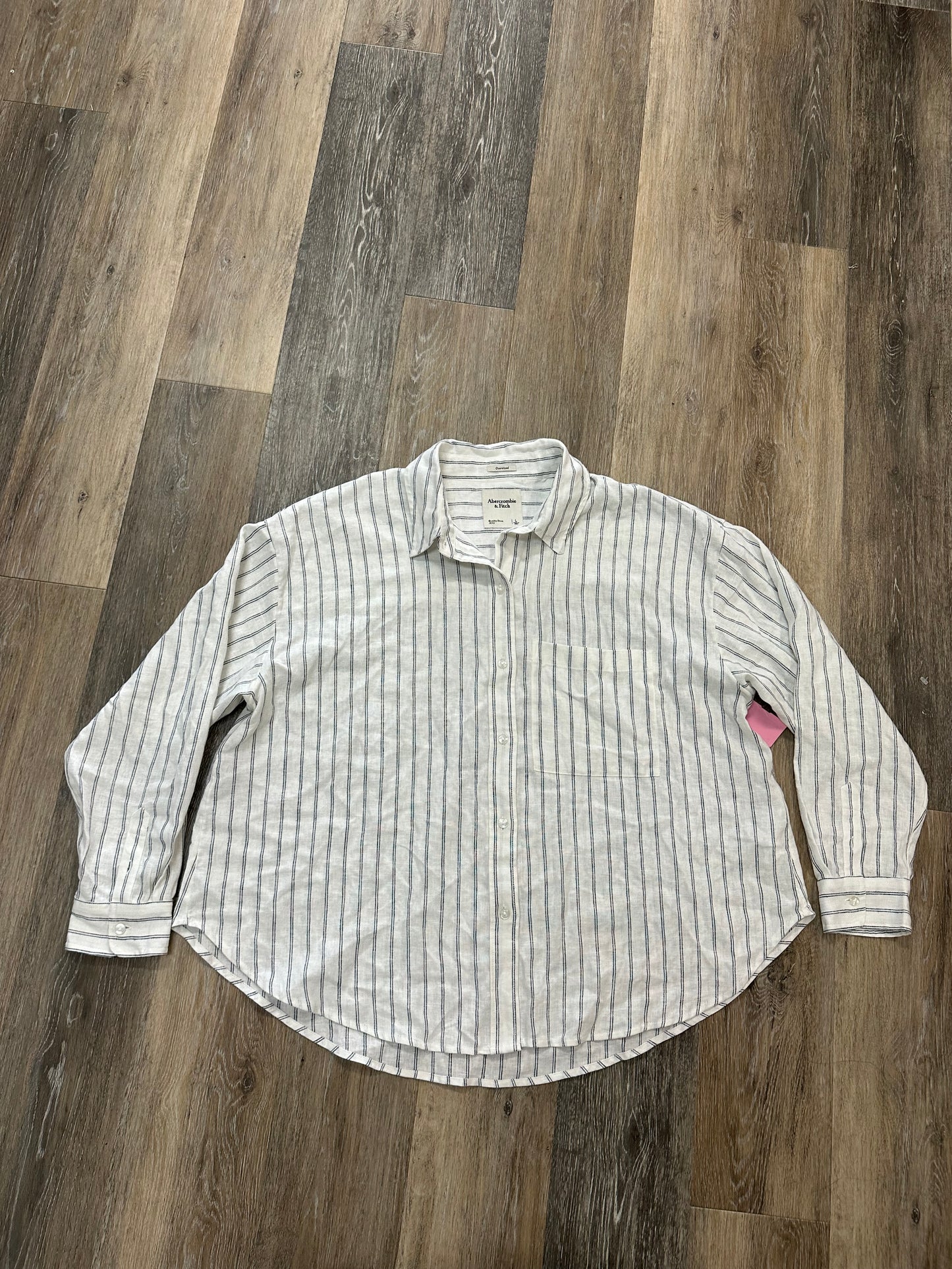 Blouse Long Sleeve By Abercrombie And Fitch In Striped Pattern, Size: L