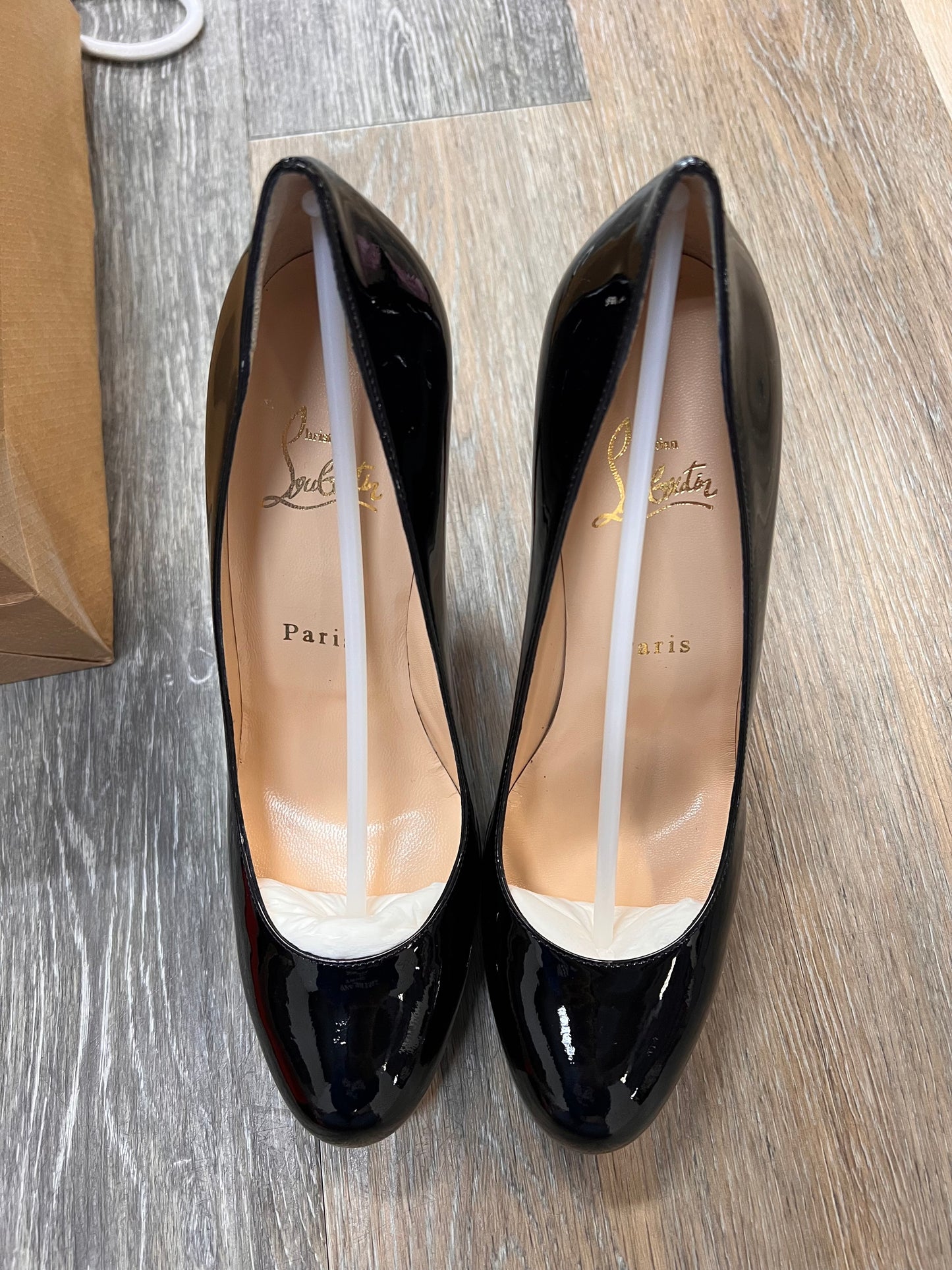 Shoes Luxury Designer By Christian Louboutin In Black, Size:7.5/38