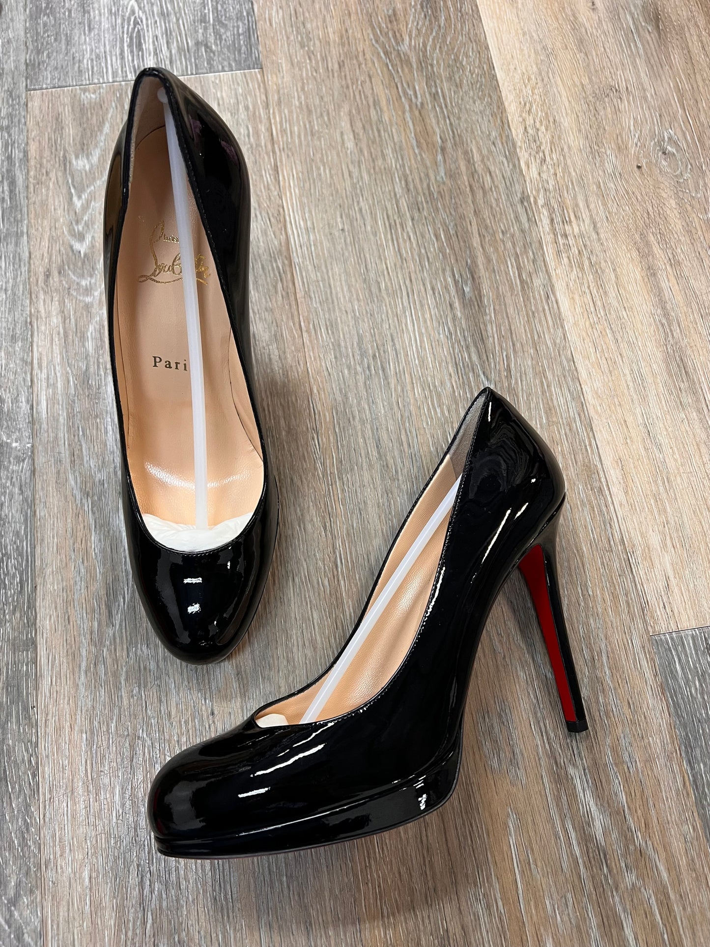 Shoes Luxury Designer By Christian Louboutin In Black, Size:7.5/38