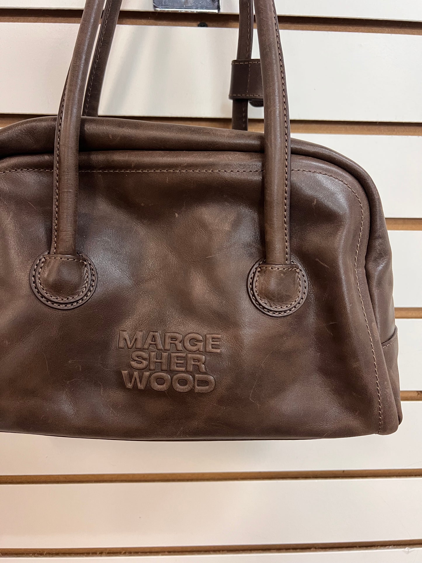 HANDBAG DESIGNER LEATHER by Marge Sherwood In BROWN, Size: MEDIUM