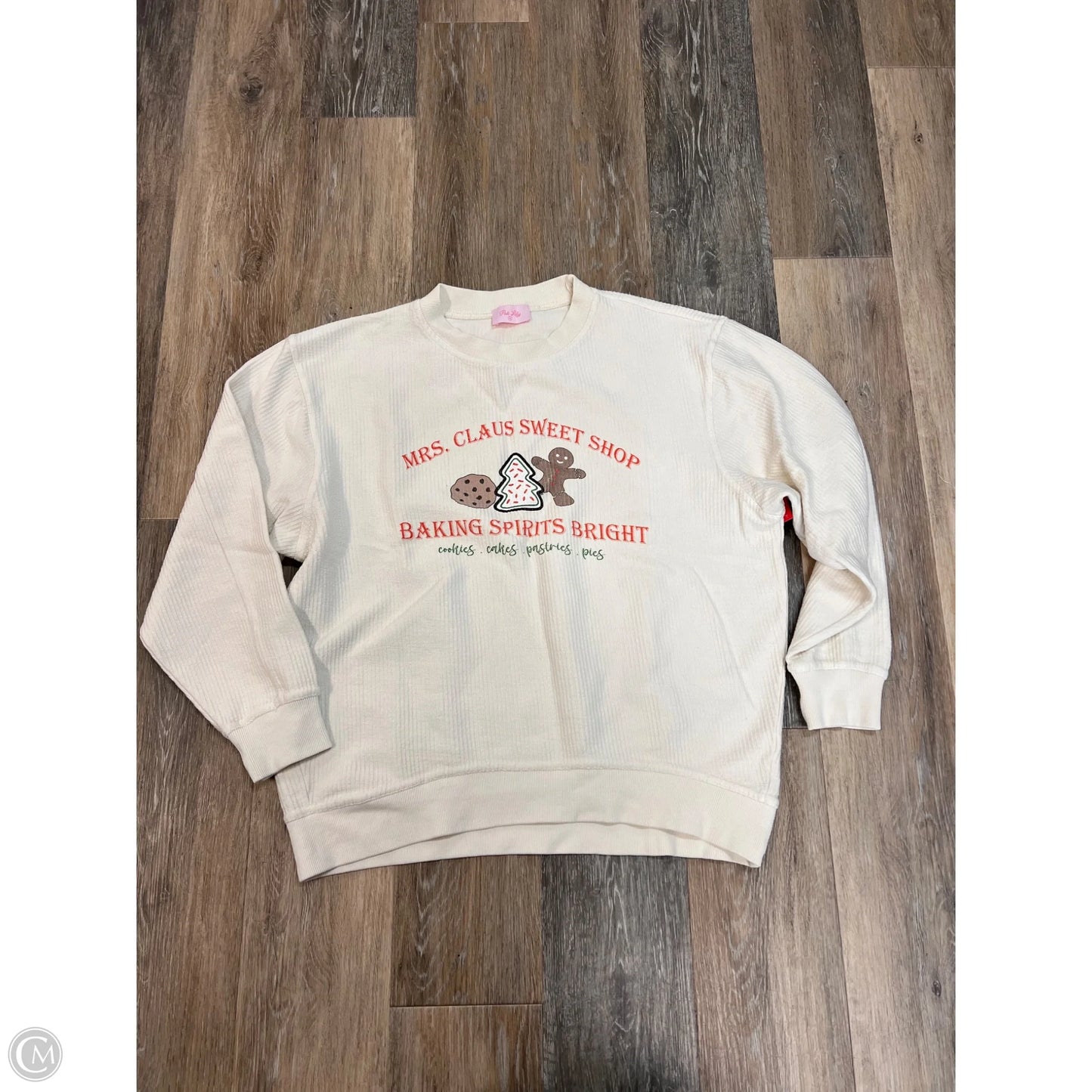 Sweatshirt Crewneck By Pink Lily In White, Size: M