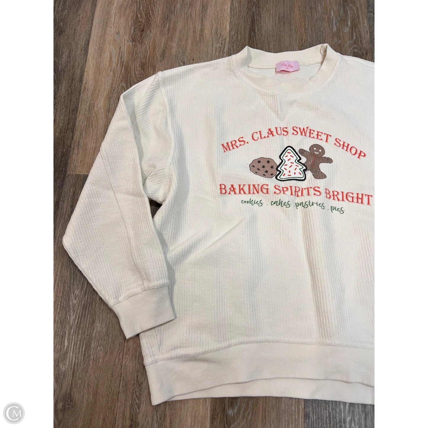 Sweatshirt Crewneck By Pink Lily In White, Size: M