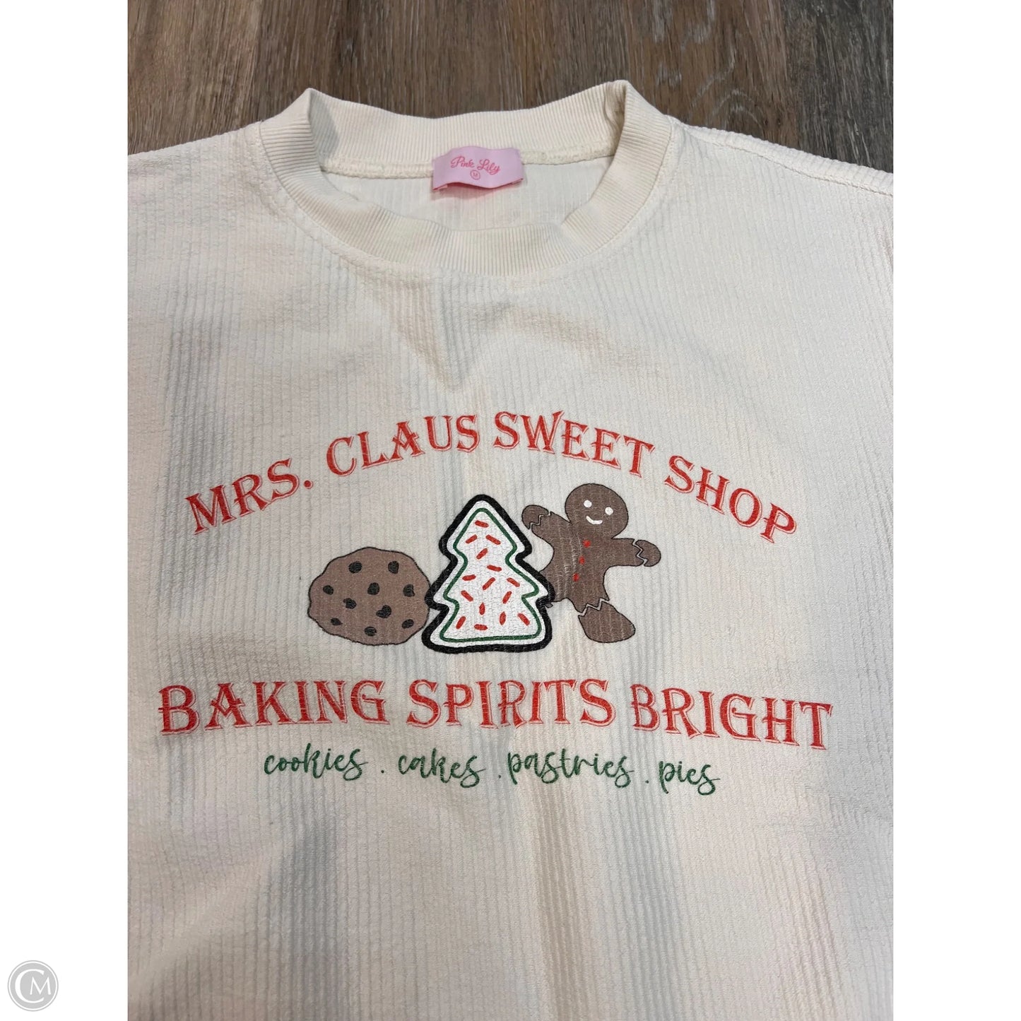 Sweatshirt Crewneck By Pink Lily In White, Size: M