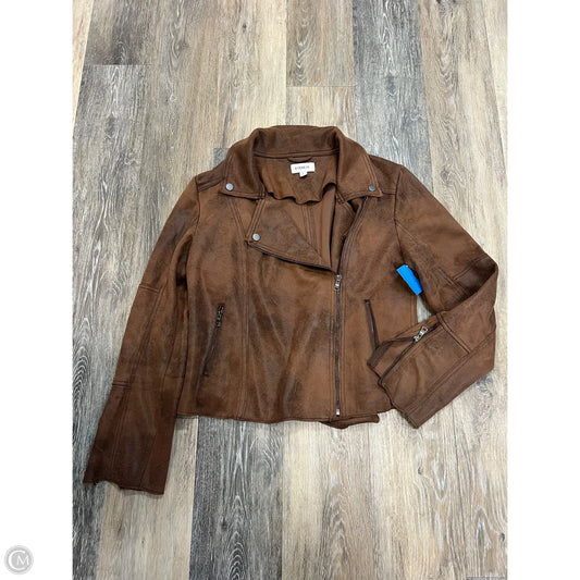 Jacket Moto By Evereve In Brown, Size: L