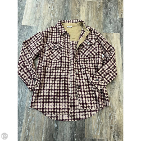 Jacket Shirt By Kori America In Maroon, Size: L