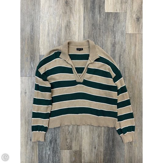 Sweater By Blu Pepper In Green & Tan, Size: M