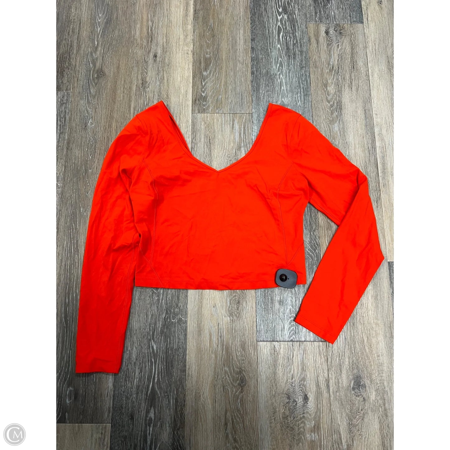 Athletic Top Long Sleeve Collar By Lululemon In Orange, Size: L