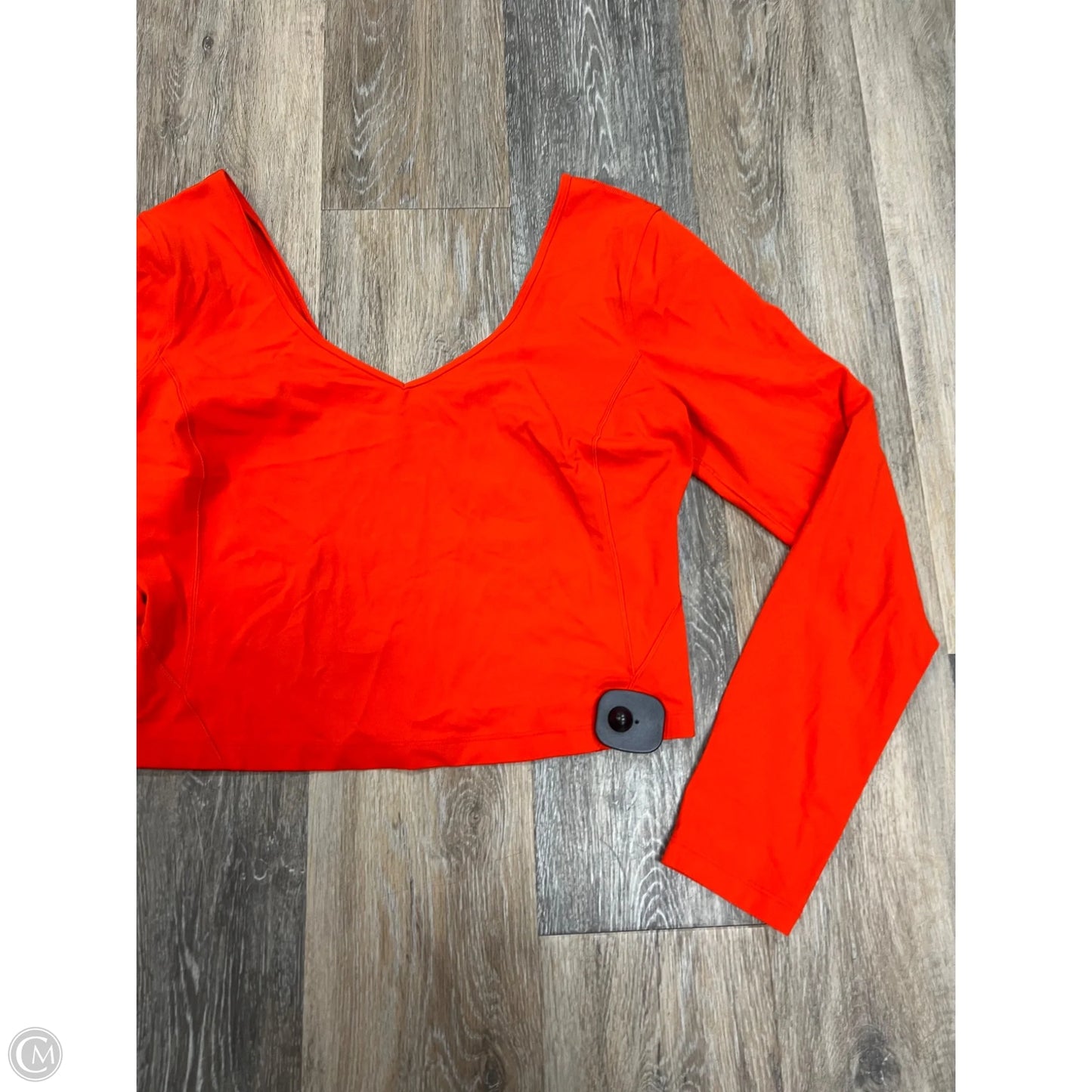 Athletic Top Long Sleeve Collar By Lululemon In Orange, Size: L