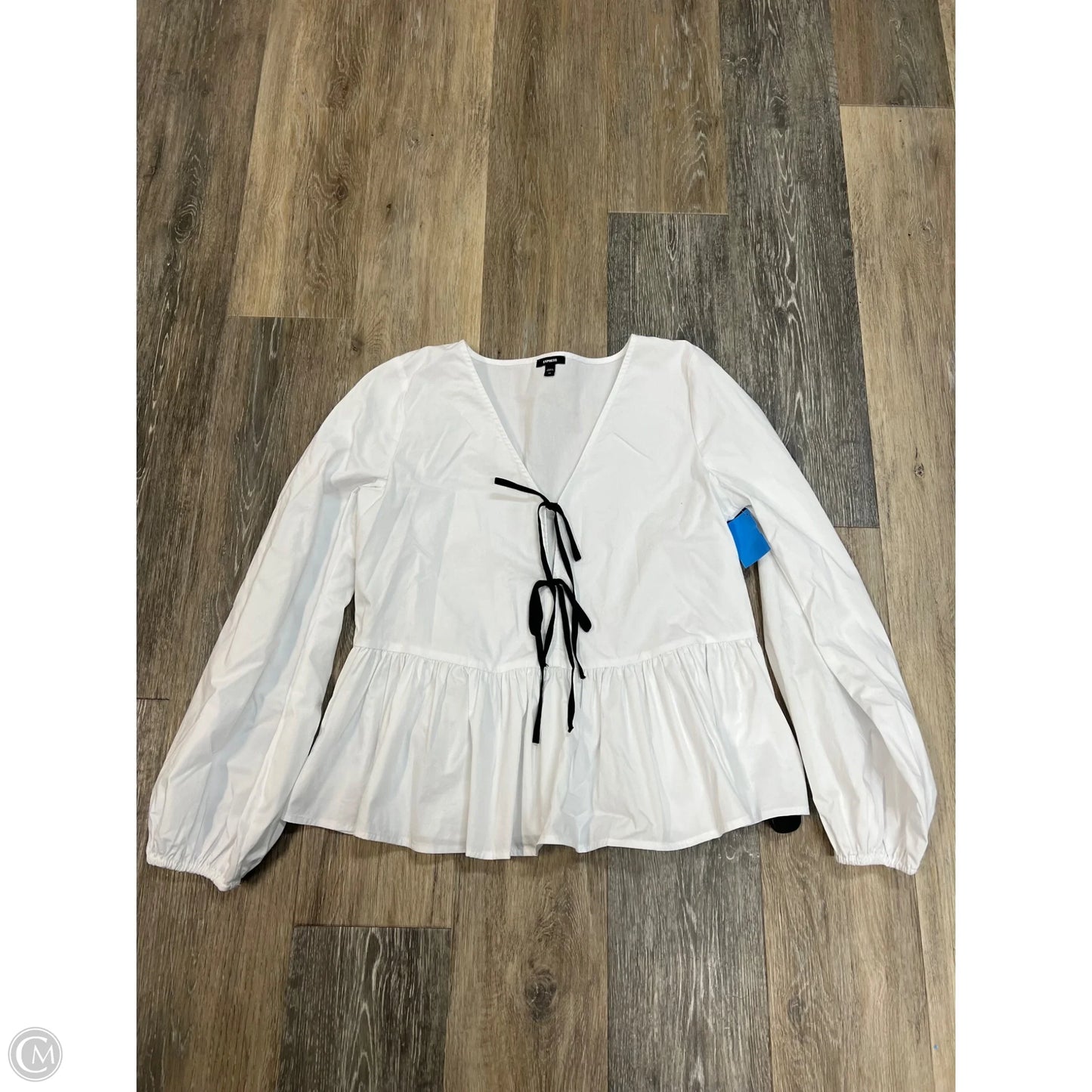 Blouse Long Sleeve By Express In White, Size: Xs