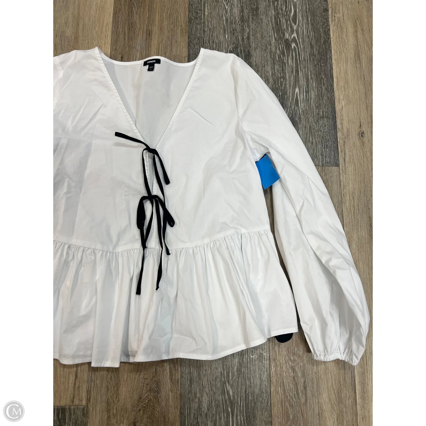 Blouse Long Sleeve By Express In White, Size: Xs