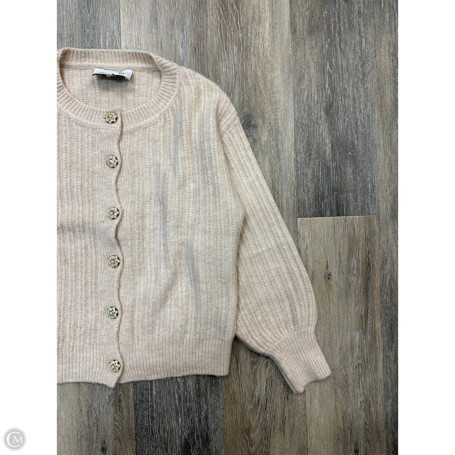 Sweater Cardigan By Heartloom In Tan, Size: S