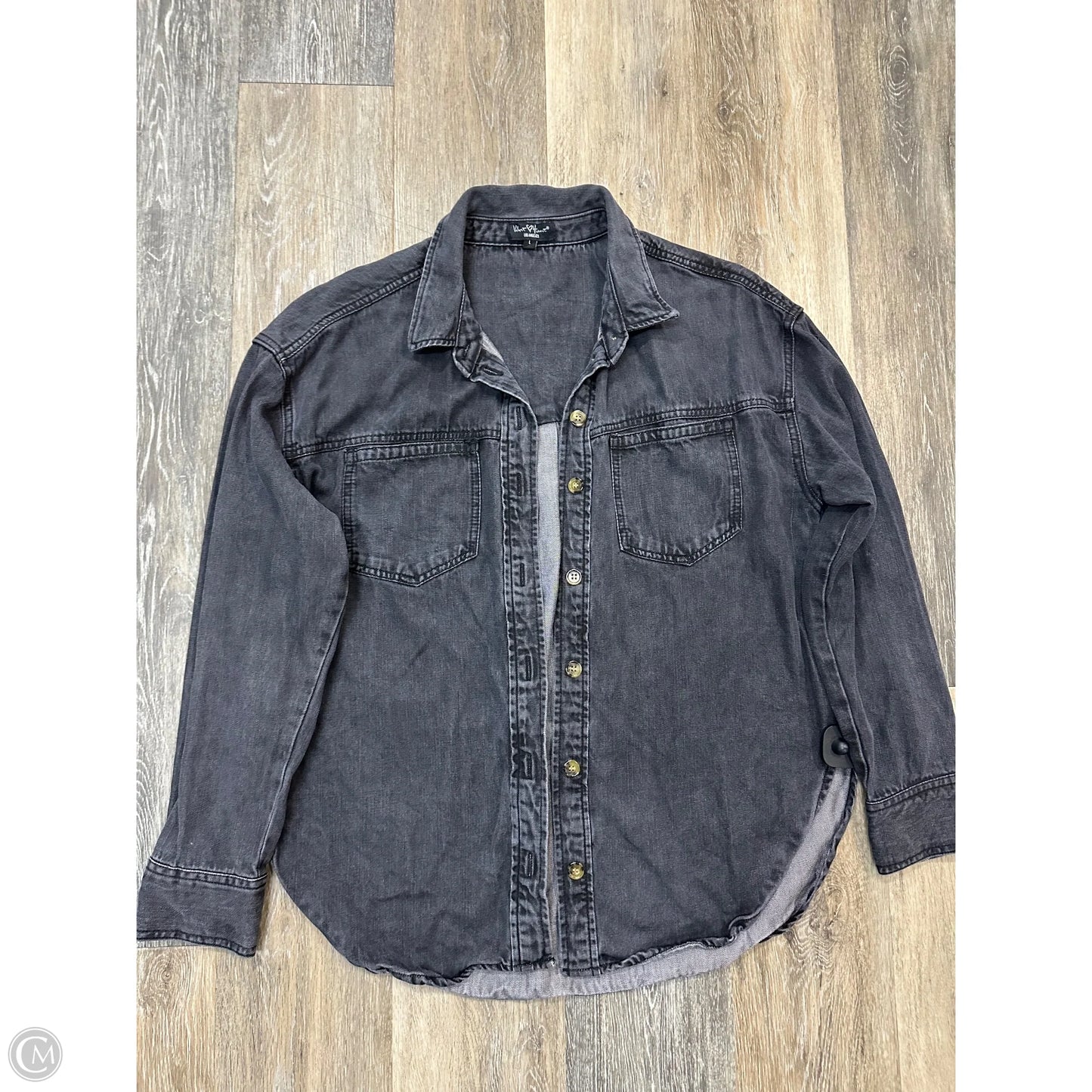 Blouse Long Sleeve By Velvet Heart In Grey Denim, Size: L