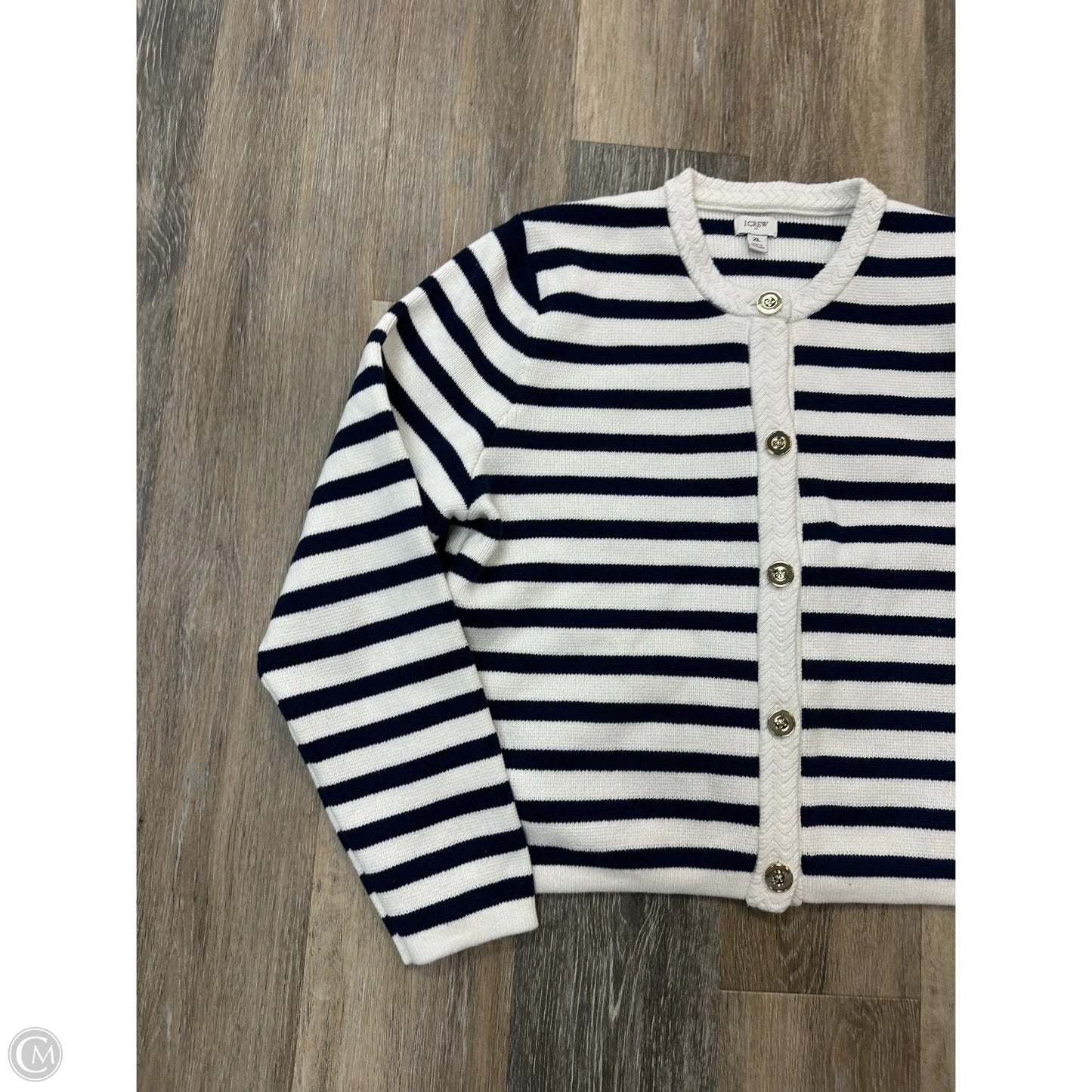 Sweater Cardigan By J. Crew In Striped Pattern, Size: Xl