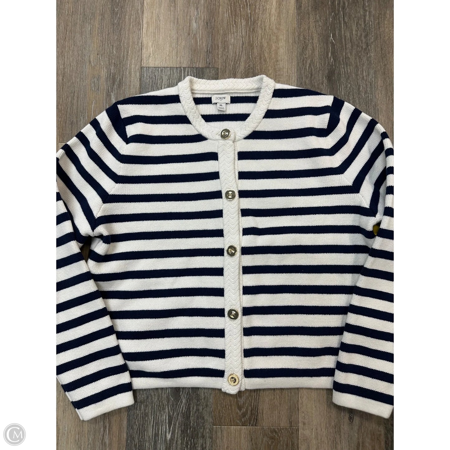 Sweater Cardigan By J. Crew In Striped Pattern, Size: Xl