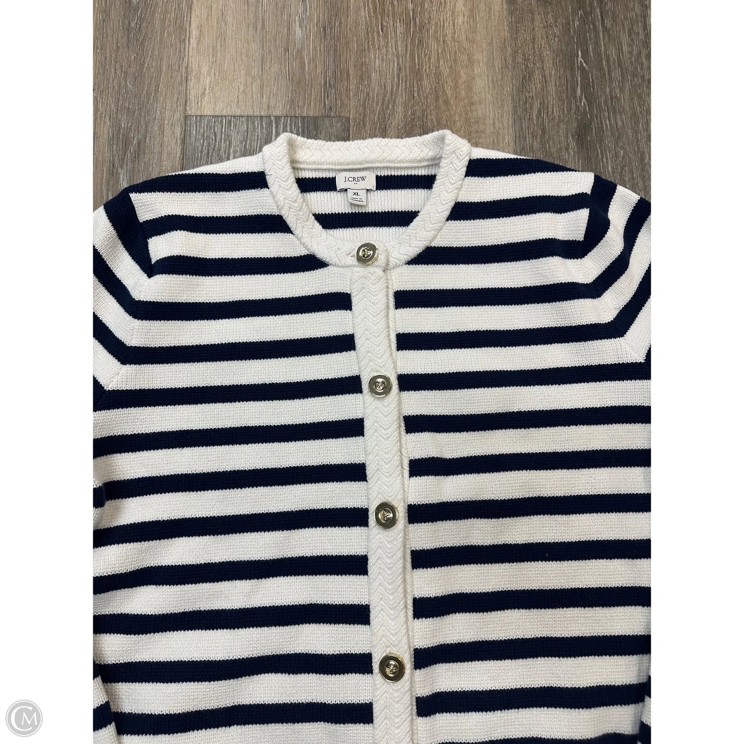 Sweater Cardigan By J. Crew In Striped Pattern, Size: Xl
