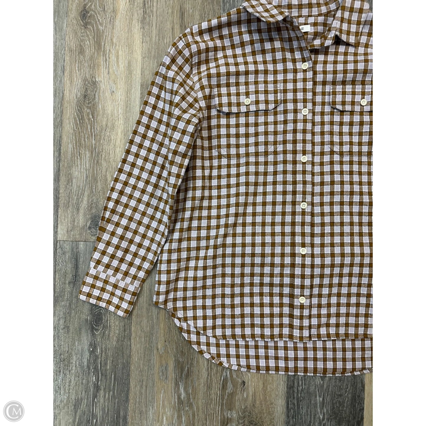 Blouse Long Sleeve By Madewell In Plaid Pattern, Size: S