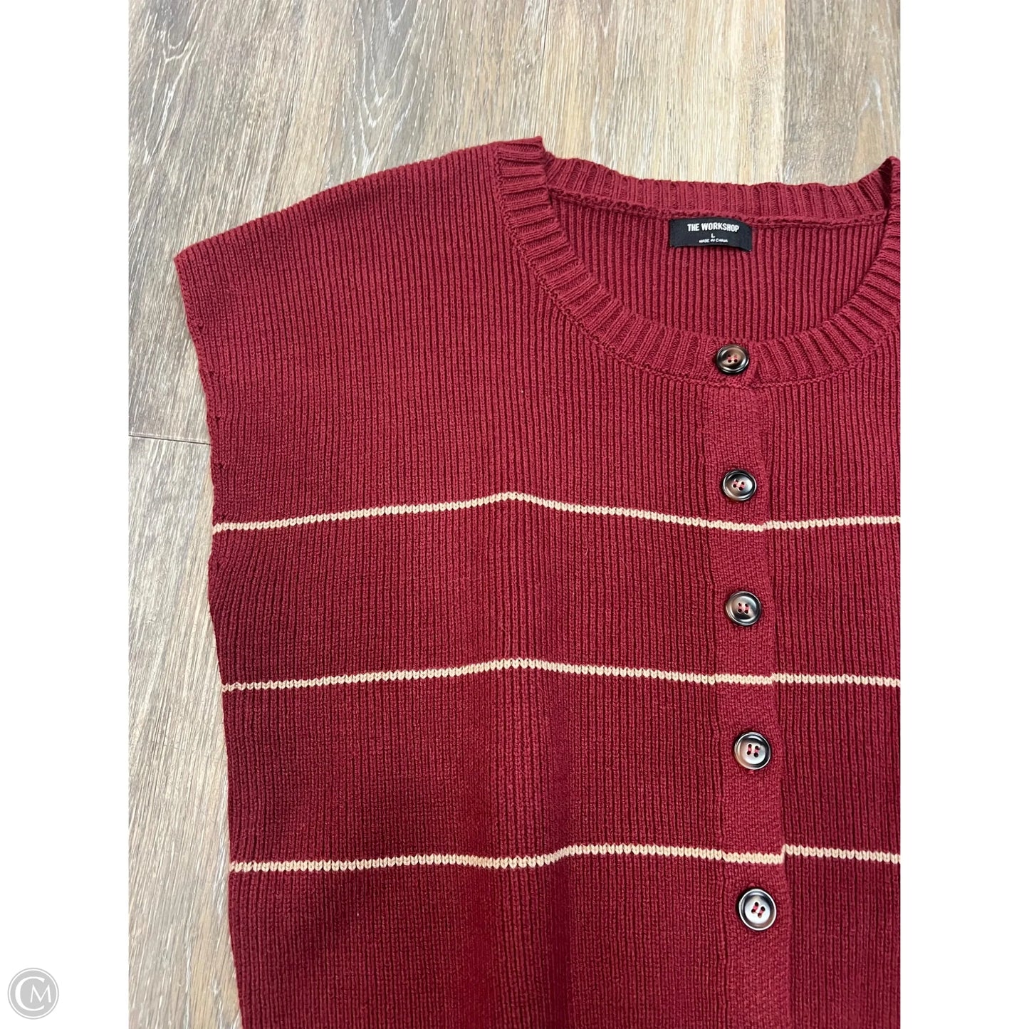 Sweater Short Sleeve By Workshop In Red, Size: L